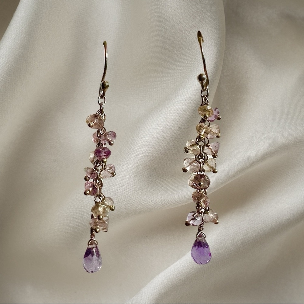 Sterling Silver Amethyst Bead & Briolette Earrings